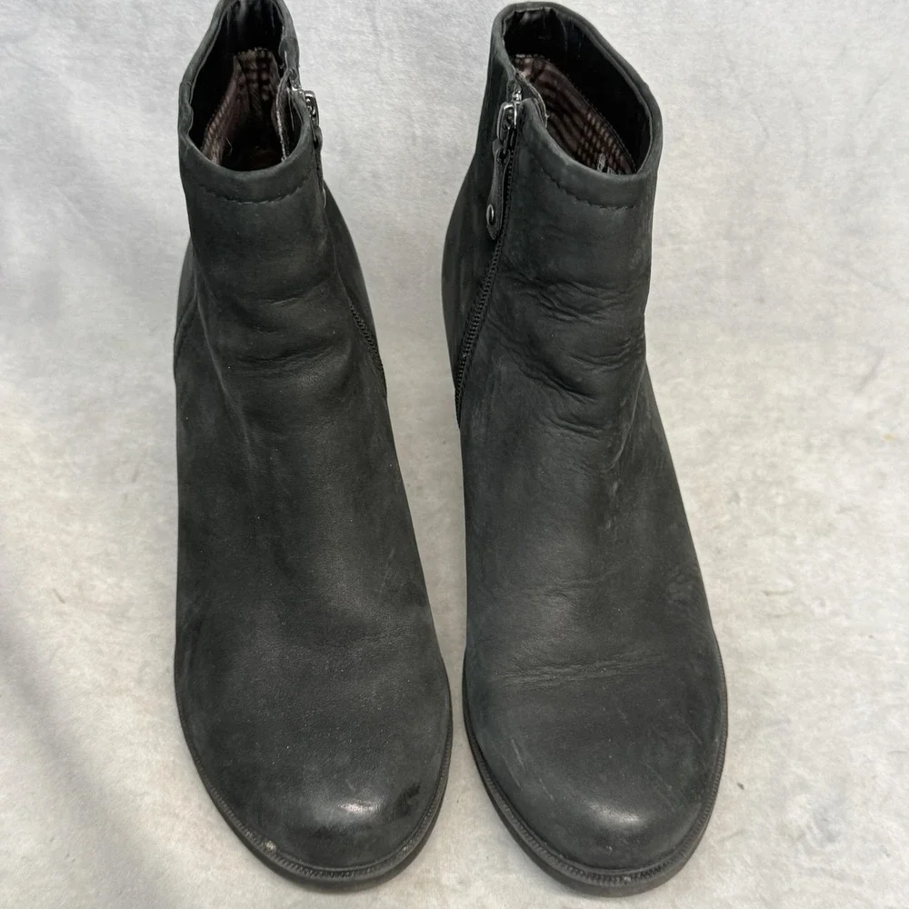 Rockport Boots Womens Size‎ 10 Black Leather Ankle Zip Block Heel CG4150